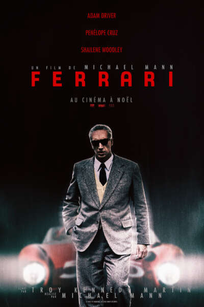 Affiche québécoise du film Ferrari de Michael Mann (sortie 25 décembre 2023)