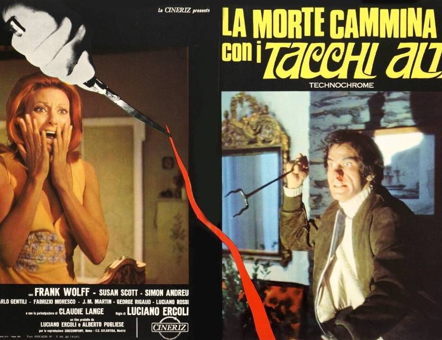 Lobby Card du film La mort marche en talons hauts de Luciano Ercoli (1971)